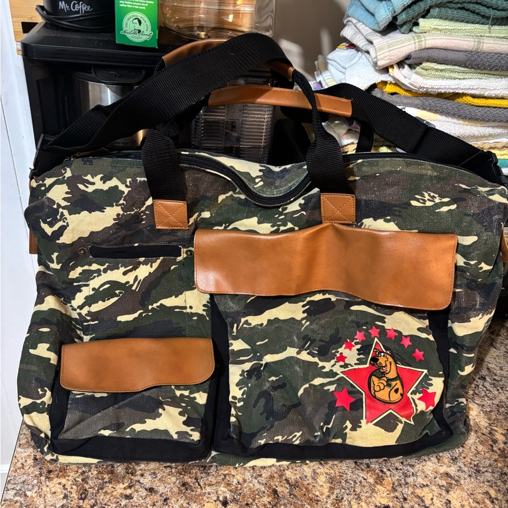 SCOOBY-DOO Camouflage DUFFLE Bag with Brown Accents.